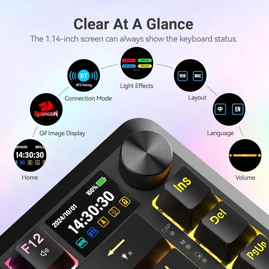 Wireless mechanical keyboard K708-RGB-PRO dual-mode RGB backlit design Wireless mechanical keyboard K708-RGB-PRO dual-mode RGB backlit design